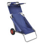 vidaXL Portable and Foldable Beach Cart with Wheels Blue