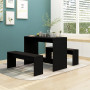 Ensemble à Manger vidaXL 3 pcs Noir en Bois d'Ingénierie - Élégance et Durabilité pour Votre Salle à Manger