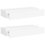 vidaXL Étagères Murales à Tiroirs - Lot de 2, Blanc, 60x23,5x10 cm | Rangement MDF