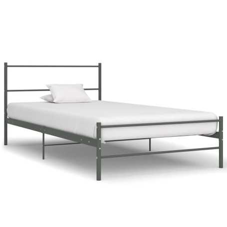 vidaXL Bed Frame Grey Metal Twin Sturdy Bed Frame Rectangular