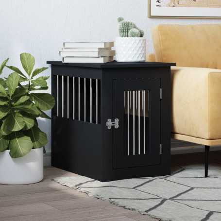 vidaXL Black Engineered Wood Dog Crate Furniture - 45x62x59 cm