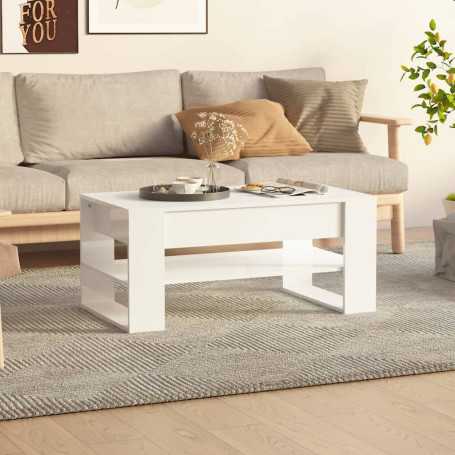 vidaXL White Glossy Coffee Table 102x55x45 cm Engineered Wood