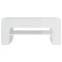 vidaXL Table Basse Blanc Brillant 102x55x45 cm - Élégance en Bois d'Ingénierie pour Votre Salon
