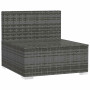 Misez sur le confort : Canapé Central de Jardin vidaXL en Résine Tressée Grise avec Coussins - Idéal pour vos extérieurs