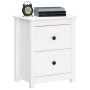 vidaXL Solid Pinewood Bedside Table - 50x35x61.5 cm - White