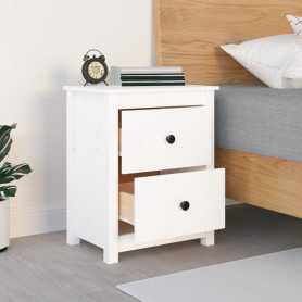 Table de chevet Blanc Bois de pin massif vidaXL - 50x35x61,5 cm: élégance et praticité à petit prix!