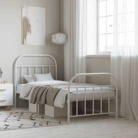 Cadre de Lit en Métal vidaXL 90x200cm - Blanc | Confort et Élégance | Sans Matelas