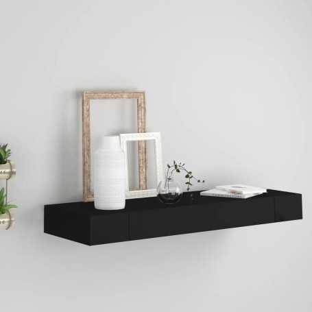 Étagère murale flottante avec tiroir vidaXL - 80x25x8 cm Noir