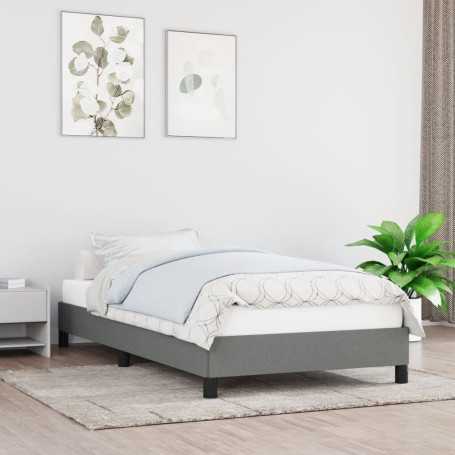 vidaXL Dark Grey Fabric Bed Frame without Mattress - 90x200 cm