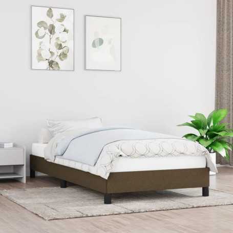 vidaXL Dark Brown Fabric Bed Frame (90x200 cm) - Mattress Not Included