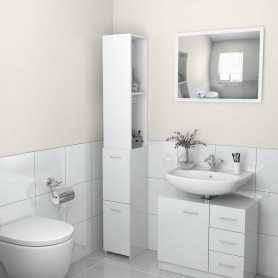 vidaXL Armoire de Bain Blanc Brillant 170 cm - Élégance en Bois d'Ingénierie pour Votre Salle de Bain