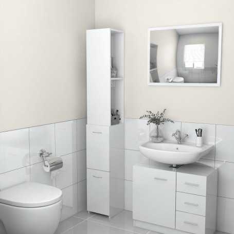 vidaXL Armoire de Bain Blanc Brillant 170 cm - Élégance en Bois d'Ingénierie pour Votre Salle de Bain