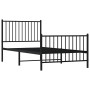 vidaXL Cadre de lit métal noir 90x190 cm - Pied de lit inclus, sans matelas