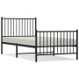 vidaXL Cadre de lit métal noir 90x190 cm - Pied de lit inclus, sans matelas