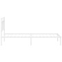 vidaXL Metal Bed Frame with White Headboard, 90x190cm - Mattress Not Included