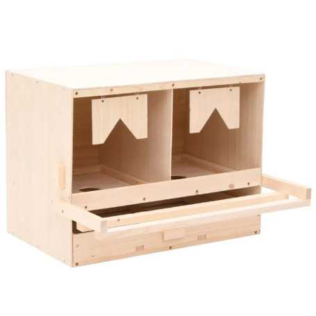 vidaXL Solid Pine Wood Double Compartment Nesting Box for Birds - 63x40x45 cm