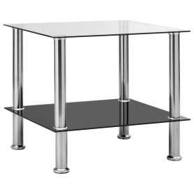 "vidaXL Table d'appoint Transparente en Verre Trempé 45x50x45 cm - Élégance et Style"