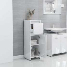 vidaXL Armoire de Salle de Bain Blanc Brillant en Bois d’Ingénierie - Élégance et Rangement Optimisé