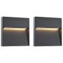 Appliques murales LED extérieur 3W noir - Lot de 2, design carré vidaXL
