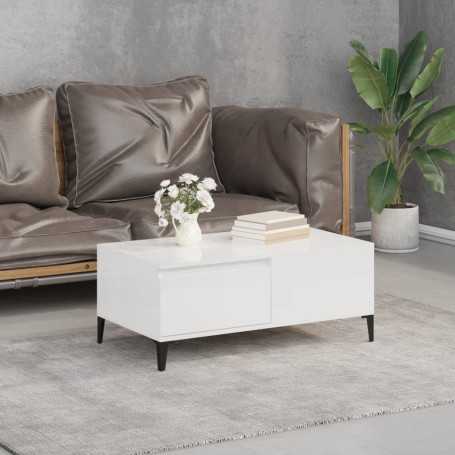 Misez sur l'Élégance Moderne : Table Basse vidaXL Blanc Brillant 90x50x36,5 cm | Bois d'Ingénierie