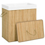 vidaXL Bamboo Laundry Basket with 2 Sections - 100 L