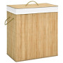 vidaXL Bamboo Laundry Basket with 2 Sections - 100 L