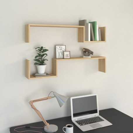 Étagères murales chêne sonoma vidaXL - Ensemble de 2 - 100x15x20cm - Bois ingénierie - Déco moderne