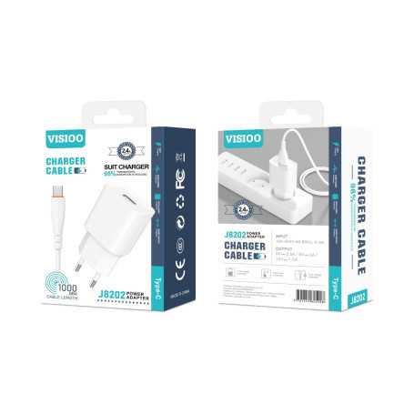 USB / Type C 2.4A Charger Kit - D-power J8202 - White