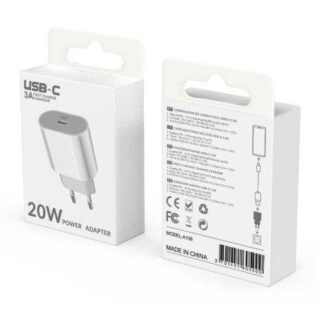 Power Adapter Type-C 20W PD - D-power A018 - White
