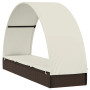 vidaXL Brown Round Sun Lounger with Roof - 211x57x140cm Poly Rattan