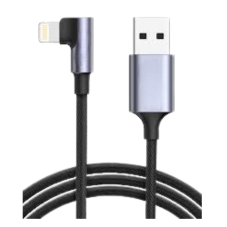 Câble USB / Lightning Coudé 90 Degrés Nylon Tressé - 1M Noir
