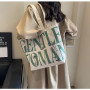 Canvas Shoulder Bag 33x44x13cm Dark Green - Stylish & Durable Tote for Everyday Use