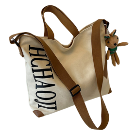 Sac à bandoulière en toile 41x34x11cm Kaki - Élégance et Praticité pour un Look Décontracté