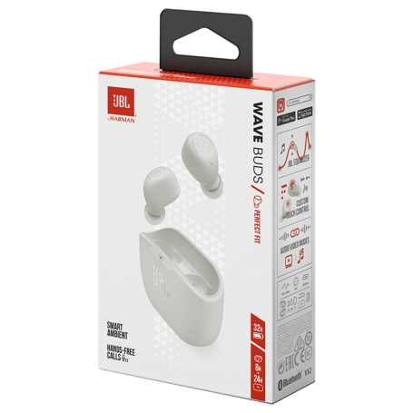 Buy JBL Wave Buds Wireless Earphones White - High-Quality Sound & Comfort | JBLWBUDSWHT
