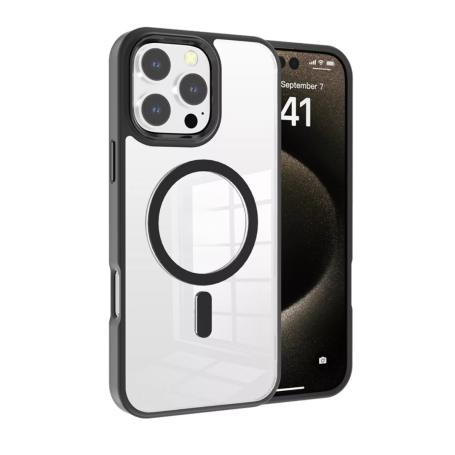 Silicone Case with MagSafe iPhone 16 Pro Max Transparent (Devia) Black