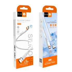 Câble USB-C en Silicone Blanc WUW X224 - Charge Rapide et Résistant pour Appareils Type-C