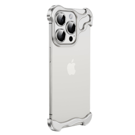 Coque Robuste en Métal Sans Cadre avec Bouclier pour Objectif - Protection Ultime Argent pour Votre Smartphone