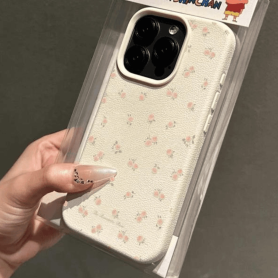 Coque en Silicone pour iPhone Litchi avec Motif Floral – Protection Élégante et Tendance
