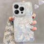 Coque Pailletée Souple pour iPhone - Papillons Argentés & Effet Plume - Protection Élégante et Stylée