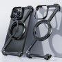 iPhone Protection Case without Borders with Rotating Support, MagSafe Magnetic and Shockproof Metal Frame