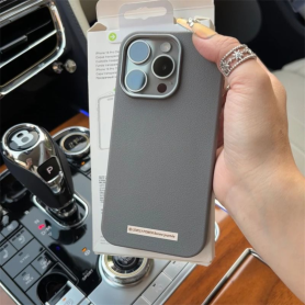 Coque souple pour iPhone en simili cuir gris Design minimaliste - Lovely Power Boutique en ligne