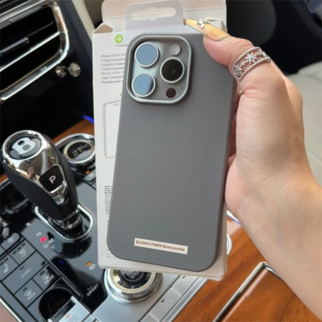 Soft iPhone Case in Grey Faux Leather Minimalist Design -@Lovely Power Have a nice day