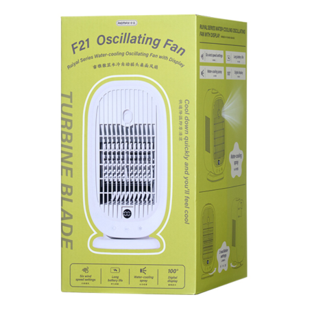 Ventilateur de Table à Secousses Automatique à Refroidissement par Eau à Affichage Numérique REMAX F21 - Blanc