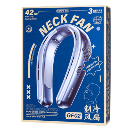Remax RS-GF02 Portable Neckband Fan - Blue