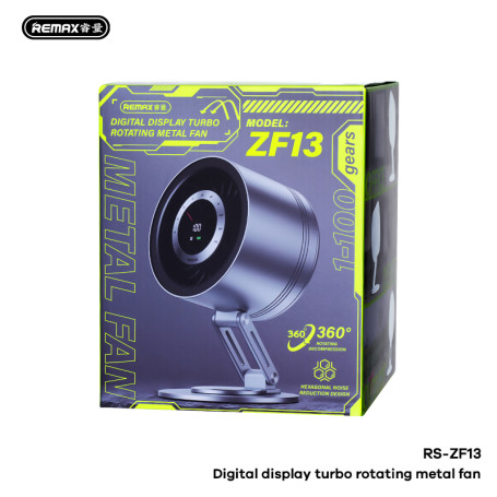 Digital Display Rotating Turbine Metal Fan REMAX RS-ZF13 - Grey