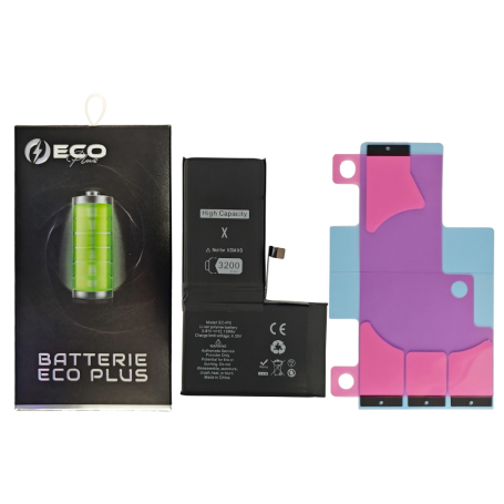 Batterie iPhone X 3.81V/3200mAh + Adhésifs - 130% Plus Durable (ECO Plus)