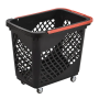 Rolling Basket with Red Handle - Stylish & Practical Black Shopping Basket