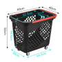Rolling Basket with Red Handle - Stylish & Practical Black Shopping Basket