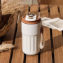 Bouteille Isotherme 450ML avec Affichage Température - Acier Inoxydable Blanc Café