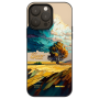 Coque de Protection Rizière à L’huile pour iPhone - Élégance et Robustesse en Noir
